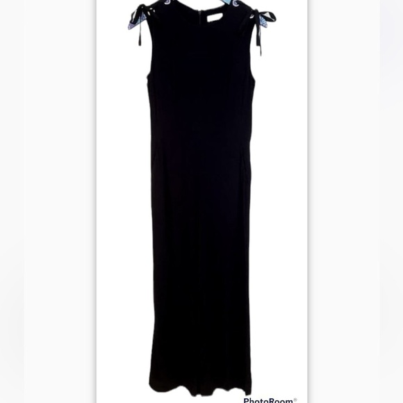 NWOT Sandro Paris Ermaline Lace Up Crepe Black Wide Leg Minimalist Jumpsuit Sm - Picture 4 of 6